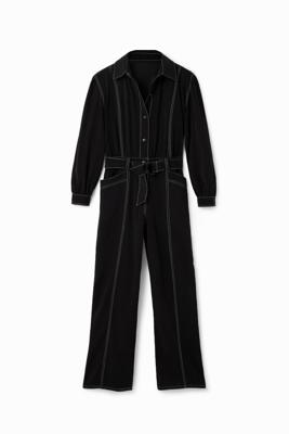 Worker jumpsuit met sierstiksels - BLACK - XXL