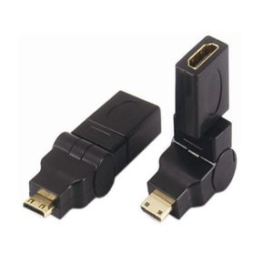 Mini HDMI Male to HDMI Female 360 Degree 90 angled Swiveling Adapter,Gilded