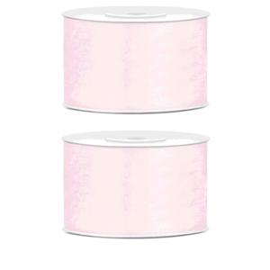 Hobby Sierlint satijn - 2x - oud roze - 25 meter - cadeaulint - satijnlint/sierlinten