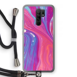 Paarse stroom: Xiaomi Redmi 9 Transparant Hoesje met koord