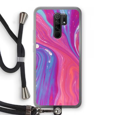 Paarse stroom: Xiaomi Redmi 9 Transparant Hoesje met koord