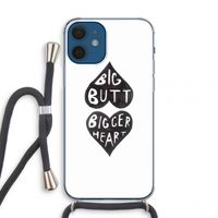 Big butt bigger heart: iPhone 12 mini Transparant Hoesje met koord