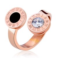 Damesring Rosegoud Staal Roman Numerals - thumbnail