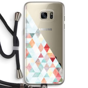 Gekleurde driehoekjes pastel: Samsung Galaxy S7 Edge Transparant Hoesje met koord