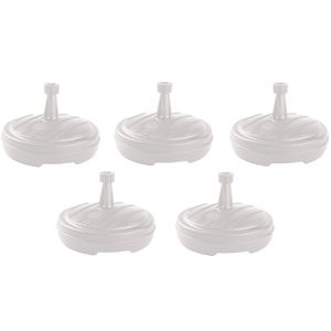 5x Witte ronde parasolvoet plastic 13 liter