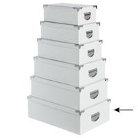 5Five Opbergdoos/box - 3x - wit - L48 x B33.5 x H16 cm - Stevig karton - Whitebox