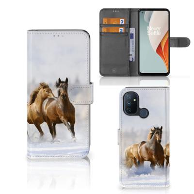 OnePlus Nord N100 | Telefoonhoesje | Met pasjeshouder | Paarden