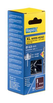 Rapid XL blindklinknagels Ø4,0 x 12 mm, 50 stuks + boor - 5000661 - 5000661