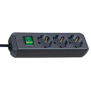 Brennenstuhl 1152300015 Stekkerdoos | Eco-Line | 3 Sockets | Schakelaar | Zwart | 1,5 meter