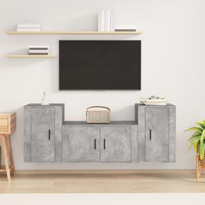 3-delige Tv-meubelset bewerkt hout betongrijs