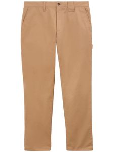 Burberry pantalon droit en coton à étiquette logo - Tons neutres