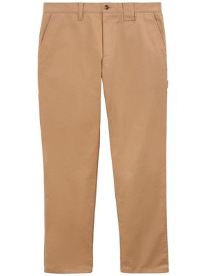 Burberry pantalon droit en coton à étiquette logo - Tons neutres