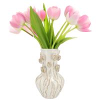 DK Design Bloemenvaas Mara - wit/creme - 28 x 28 x 45 cm - tulpvormige hals - moderne vaas