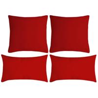 Stof Textile sierkussen Nelson - set 4x - rood - 2 formaten - polyester