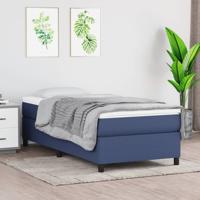 Boxspring met matras stof blauw 90x200 cm