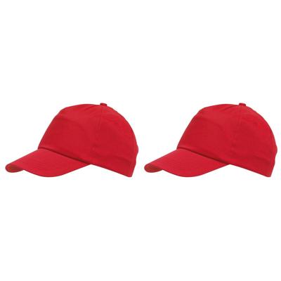 Baseballcap Outdoor 5 panels - 2x - rood - volwassenen - klittenbandsluiting - katoen