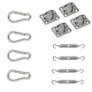 Schaduwdoek 4-puntig ophangaccessoires RVS 12-delig / ophangen schaduwdoek