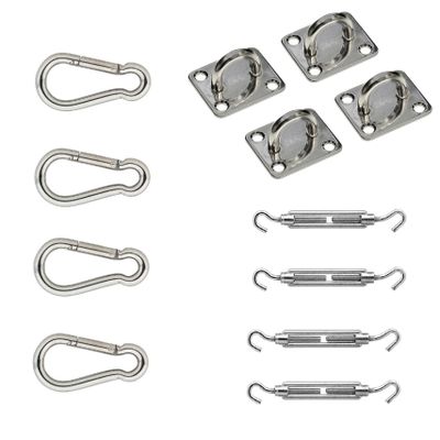 Schaduwdoek 4-puntig ophangaccessoires RVS 12-delig / ophangen schaduwdoek
