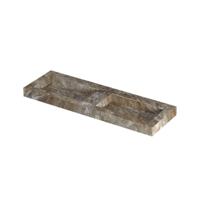 INK Pitch Wastafel keramische slab bak dubbel met drain en front en side skirts zonder kraangaten 120x45x9 Earth glossy