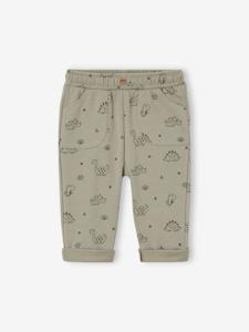 Broek met print van molton baby saliegroen