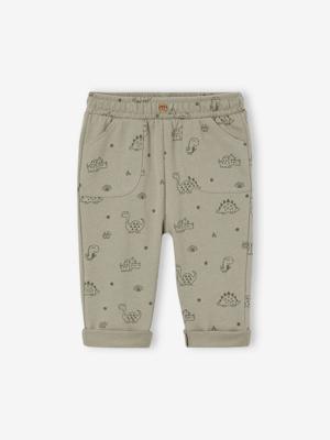 Broek met print van molton baby saliegroen