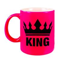 King koffiemok - cadeau beker - roze - voor een koning - 300 ml - keramiek - rozeen bekers
