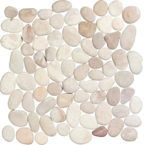Stone Line Pebbles Mozaiek Tegel Kiezel - Crème / Rose Kiezels Ongeglazuurd 300x300mm