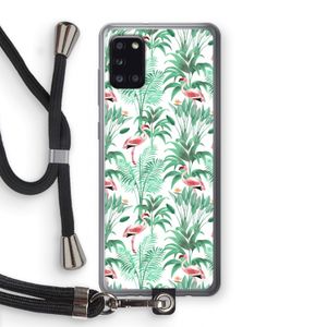 Flamingo bladeren: Samsung Galaxy A31 Transparant Hoesje met koord