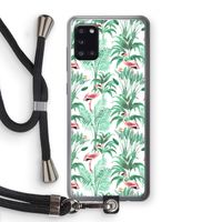 Flamingo bladeren: Samsung Galaxy A31 Transparant Hoesje met koord