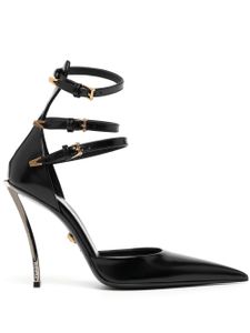 Versace sandales en cuir à bout pointu 120 mm - Noir