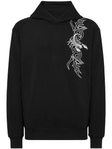 Philipp Plein hoodie ornée de cristaux à logo - Noir