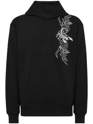 Philipp Plein hoodie ornée de cristaux à logo - Noir