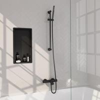 BRAUER Stripe Baddouche Thermostaatkraan - SET 01 - opbouw - glijstang - staaf handdouche - doucheslang - mat zwart 5-S-340