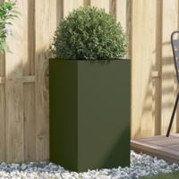 VidaXL Plantenbak 42x38x75 cm staal olijfgroen