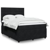 Boxspring met matras fluweel zwart 140x190 cm
