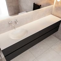 Badkamermeubel Solid Surface BWS Stockholm 200x45 cm Mat Zwart Urban Links (0 kraangaten, 4 lades) - thumbnail