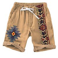 Voor heren Korte broek Zomer korte broeken Strandshorts Trekkoord Elastische taille 3D-afdrukken Grafisch Ademend Zacht Korte Casual Dagelijks Feestdagen Ontwerper Etnische stijl Donker Bruin blauw Lightinthebox