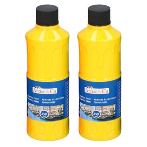 2x Acrylverf / temperaverf fles geel 250 ml