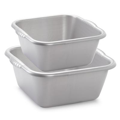 Plasticforte afwasteilen set - afwasbak - kunststof - 10 en 15 liter - Zilver - huishoud emmers Plasticforte afwasteilen set - afwasbak - kunststof - 10 en 15 liter - Zilver - huishoud emmers