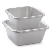 Plasticforte afwasteilen set - afwasbak - kunststof - 10 en 15 liter - Zilver - huishoud emmers Plasticforte afwasteilen set - afwasbak - kunststof - 10 en 15 liter - Zilver - huishoud emmers