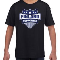Finland schild supporter t-shirt zwart voor kinderen - thumbnail