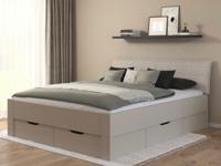 Bed LANDER 180x190 cm kasjmier/ivoorkleurig fluweel met lades