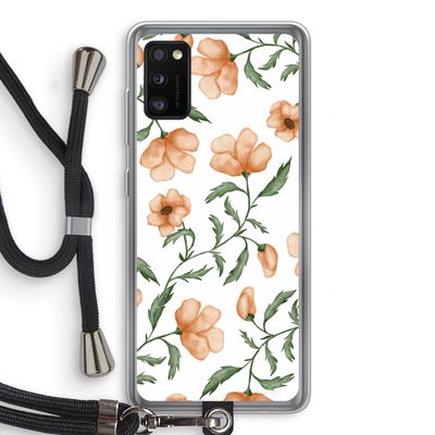 Peachy flowers: Samsung Galaxy A41 Transparant Hoesje met koord