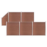 Schuttingset 5 vierkant en 1 schuin 965x186 cm HKC bruin