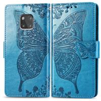 Butterfly Love bloemen reliëf horizontale Flip lederen case voor Huawei mate 20 Pro met houder & kaartsleuven & portemonnee (blauw)