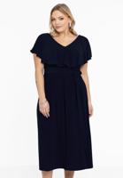 Yoek Jurk met ruches V-hals | Blauw | Maat 58/60