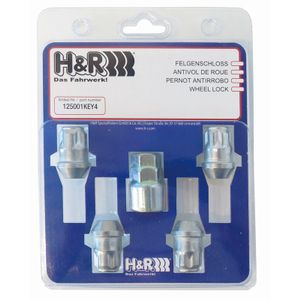 H&R Wielslotenset M14x1.50 konisch - 4 slotmoeren incl. adapter HR145001KEY4