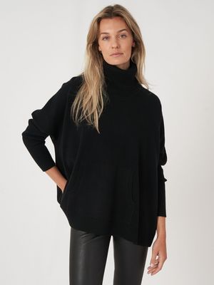Coltrui met kangoeroezak van cashmere-mix