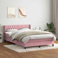 Boxspring met matras fluweel roze 160x210 cm