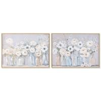 Schilderij Home ESPRIT Blauw Wit Groen Beige Vaas Shabby Chic 70 x 3,5 x 50 cm (2 Stuks)